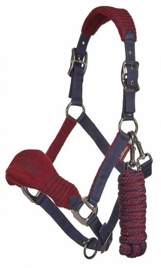 LeMieux Vogue Fleece Headcollar & Leadrope – Burgundy/Navy 2 LeMieux Vogue Fleece Headcollar & Leadrope – Burgundy/Navy - Image 2