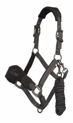 LeMieux Vogue Fleece Headcollar & Leadrope – Black/Grey