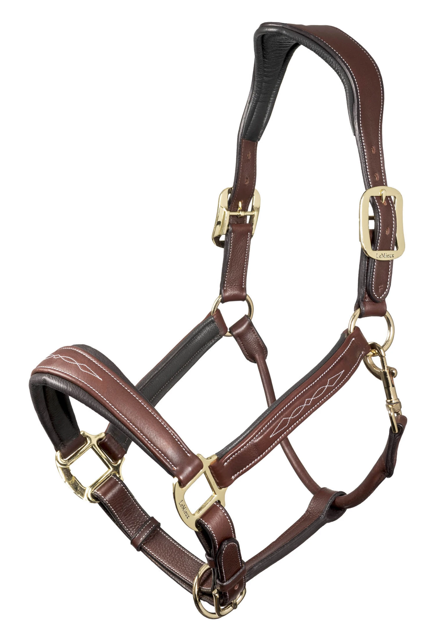 LeMieux Leather Stitched Headcollar β Brown 1 LeMieux Leather Stitched Headcollar β Brown